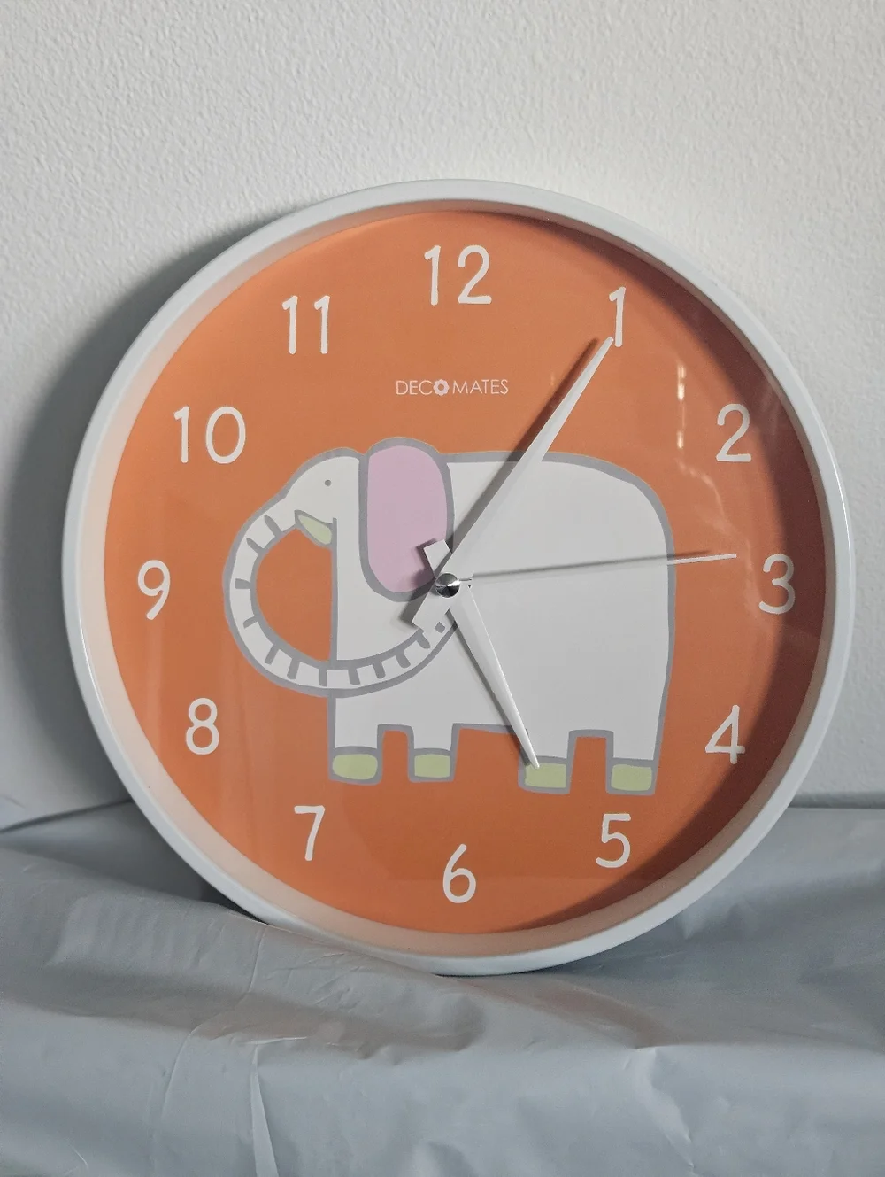 Children's Unique Silent Ticking Orange Elephant Wall Clock